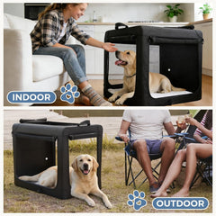 MyDepot Dog Crate Travel Cat Pet Carrier for Small Dog, Portable Foldable Soft Pet Airline Approved Crate with Storage Bag & Washable Pad for Indoor Outdoor Dog Kennel Carrier