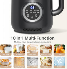 MyDepot 10 in 1 Nut Milk Maker Blender, 40OZ Automatic Homemade Soy Milk Maker Machine for Oat Milk, Nutmilk, Juice, Grains, Almonds Milk Maker with Delay Start/Keep Warm/Boil Water