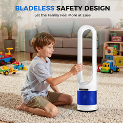 MyDepot 41" Bladeless Tower Fan with Built-in Air Filter, 80°Oscillating Quiet Fan for Bedroom, 8 Speeds, 8H Timer, Remote Control, LED Display, Easy to Clean, Home & Office