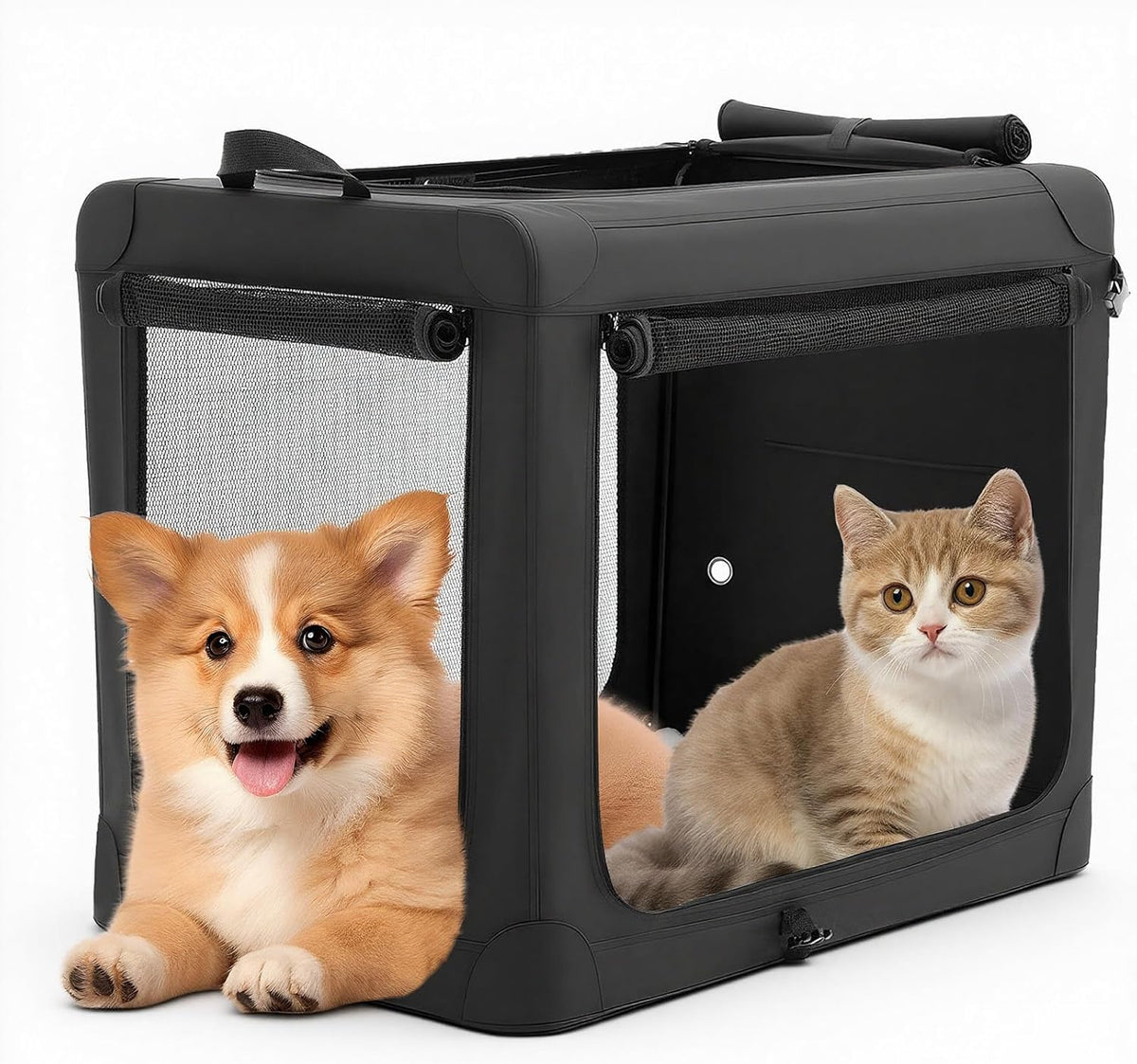 MyDepot Dog Crate Travel Cat Pet Carrier for Small Dog, Portable Foldable Soft Pet Airline Approved Crate with Storage Bag & Washable Pad for Indoor Outdoor Dog Kennel Carrier