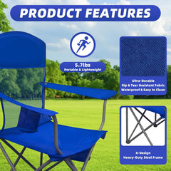 MyDepot Lightweight Camping Chair for Adults, 300lbs Capacity Foldable Portable Lawn Chair with Carry Bag, Outdoor Chair for Camping, Lawn, Beach & Travel