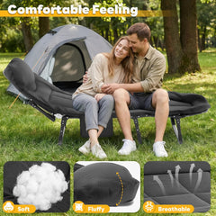 MyDepot Camping Cot for Adults, 6 Angle Adjustable Folding Camping Bed with Mattress, Foldable Camping Bed for Camp, Office, Outdoor, Lightweight Camping Cot with Carry Bag Supports 450 lbs