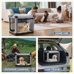 MyDepot Dog Crate Travel Cat Pet Carrier for Small Dog, Portable Foldable Soft Pet Airline Approved Crate with Storage Bag & Washable Pad for Indoor Outdoor Dog Kennel Carrier