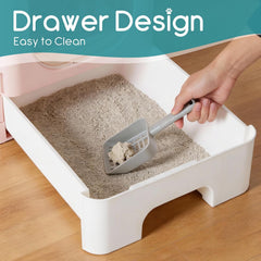 MyDepot Cat Litter Box with Lid, Large Foldable Cat Box with Litter Scoop, Front Entry Top Exit Kitty Litter Box with Door, Easy Cleaning Drawer Design Odor Control
