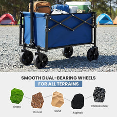 MyDepot Collapsible Wagon with Wheels, 176 lbs Wagons Carts Foldable Wagon Cart with Flexible Handle, Lightweight Portable Folding Utility Grocery Shopping Cart for Grocery Sports Garden Camping