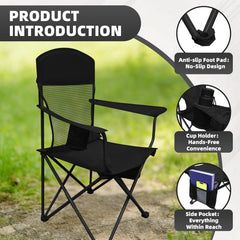 MyDepot Lightweight Camping Chair for Adults, 300lbs Capacity Foldable Portable Lawn Chair with Carry Bag, Outdoor Chair for Camping, Lawn, Beach & Travel