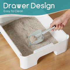 MyDepot Cat Litter Box with Lid, Large Foldable Cat Box with Litter Scoop, Front Entry Top Exit Kitty Litter Box with Door, Easy Cleaning Drawer Design Odor Control