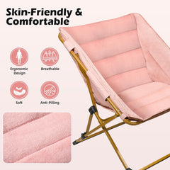 MyDepot Comfy Saucer Chair for Adults, Soft Faux Fur Bedroom Chair, Cozy Folding Lounge Chair Reading Chair for Living Room, Dorm & Bedroom