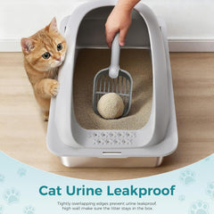 MyDepot Stainless Steel Litter Box with Lid, Metal Litter Box with Cat Litter Mat,Extra Large Enclosed Cat Litter Boxes for Multiple Cats, Anti-Leakage,Non-Stick, Easy to Clean, Included Mat, Scoop