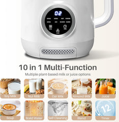 MyDepot 10 in 1 Nut Milk Maker Blender, 40OZ Automatic Homemade Soy Milk Maker Machine for Oat Milk, Nutmilk, Juice, Grains, Almonds Milk Maker with Delay Start/Keep Warm/Boil Water