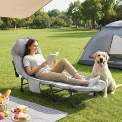 MyDepot Camping Cot for Adults, 6 Angle Adjustable Folding Camping Bed with Mattress, Foldable Camping Bed for Camp, Office, Outdoor, Lightweight Camping Cot with Carry Bag Supports 450 lbs