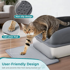 MyDepot Stainless Steel Litter Box with Lid, Metal Litter Box with Cat Litter Mat,Extra Large Enclosed Cat Litter Boxes for Multiple Cats, Anti-Leakage,Non-Stick, Easy to Clean, Included Mat, Scoop
