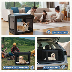 MyDepot Dog Crate Travel Cat Pet Carrier for Small Dog, Portable Foldable Soft Pet Airline Approved Crate with Storage Bag & Washable Pad for Indoor Outdoor Dog Kennel Carrier