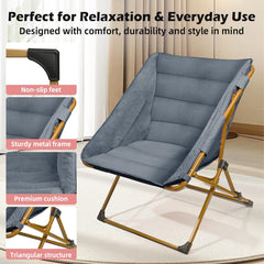 MyDepot Comfy Saucer Chair for Adults, Soft Faux Fur Bedroom Chair, Cozy Folding Lounge Chair Reading Chair for Living Room, Dorm & Bedroom