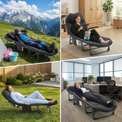 MyDepot Camping Cot for Adults, 6 Angle Adjustable Folding Camping Bed with Mattress, Foldable Camping Bed for Camp, Office, Outdoor, Lightweight Camping Cot with Carry Bag Supports 450 lbs