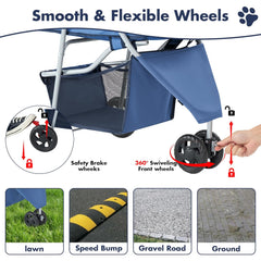 MyDepot 3 Wheels Pet Stroller for Small Dogs and Cats – Foldable Dog Stroller with Mesh Windows, Storage Basket & Cup Holder, Lightweight & Durable Pet Carrier for Travel, Outdoor Use
