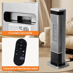 Mydepot Space Heater for Indoor Use, 24Inch Portable Heater with Remote and Thermostat,3 Light Modes, 60°Oscillation, 12H Timer