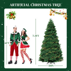 Mydepot Pre-Lit Artificial Christmas Tree With Warm LED Lights - Green Xmas Tress, Easy Assembly, Hinged Branches, And Sturdy Metal Stand