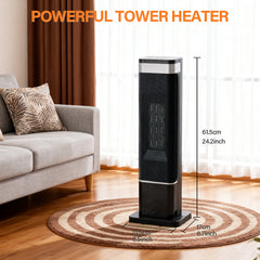 Mydepot Space Heater for Indoor Use, 24Inch Portable Heater with Remote and Thermostat,3 Light Modes, 60°Oscillation, 12H Timer