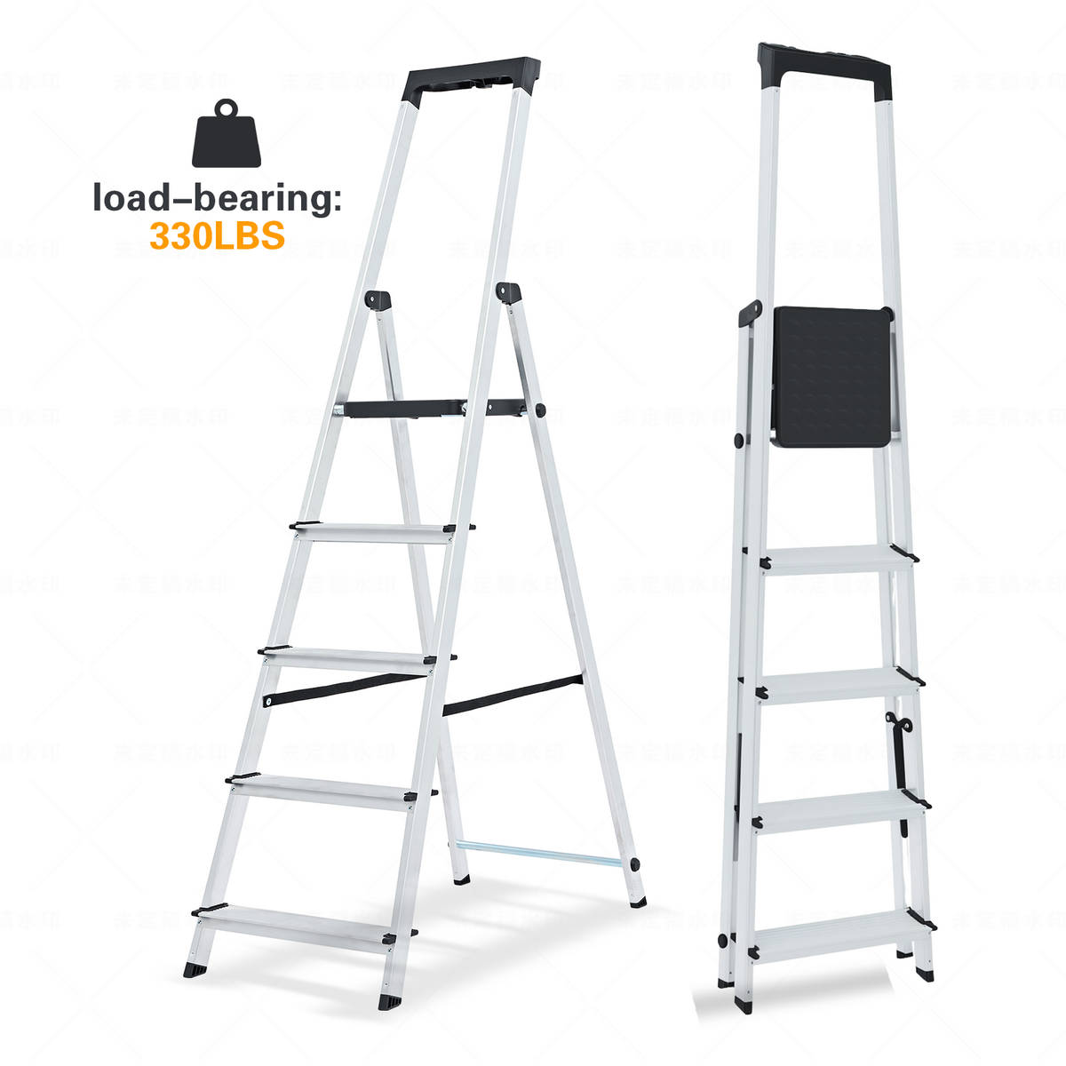 MyDepot 5/6 Step Ladder, 330lbs Folding Step Stool with Anti-Slip Wide Pedal Handrails, Aluminum Stool Ladders, Safety Household Ladder for Home Kitchen Courtyard Outdoor