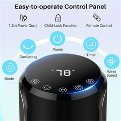 MyDepot  36 Inch Tower Fan, 25 ft/s Bladeless Fan Cold Air, 28dB Quiet for Sleep, 12H Timer, 5 Speeds, 4 Modes, LED Display，Oscillating Floor Fan for Bedroom & Living Room