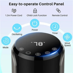 MyDepot  36 Inch Tower Fan, 25 ft/s Bladeless Fan Cold Air, 28dB Quiet for Sleep, 12H Timer, 5 Speeds, 4 Modes, LED Display，Oscillating Floor Fan for Bedroom & Living Room