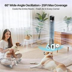 MyDepot  36 Inch Tower Fan, 25 ft/s Bladeless Fan Cold Air, 28dB Quiet for Sleep, 12H Timer, 5 Speeds, 4 Modes, LED Display，Oscillating Floor Fan for Bedroom & Living Room