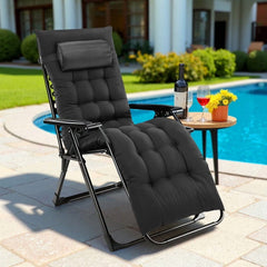 Mydepot Zero Gravity Chair with Removable Cushion，Portable Reclining Lounge Chair Folding Recliner for Indoor, Patio, Beach, Pool, Garden