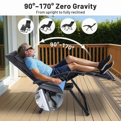 Mydepot Zero Gravity Chair with Removable Cushion，Portable Reclining Lounge Chair Folding Recliner for Indoor, Patio, Beach, Pool, Garden