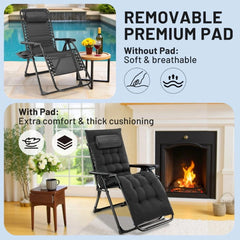 Mydepot Zero Gravity Chair with Removable Cushion，Portable Reclining Lounge Chair Folding Recliner for Indoor, Patio, Beach, Pool, Garden