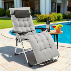 Mydepot Zero Gravity Chair with Removable Cushion，Portable Reclining Lounge Chair Folding Recliner for Indoor, Patio, Beach, Pool, Garden