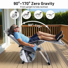 Mydepot Zero Gravity Chair with Removable Cushion，Portable Reclining Lounge Chair Folding Recliner for Indoor, Patio, Beach, Pool, Garden
