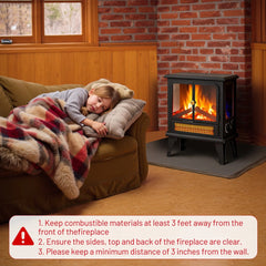 Mydepot 19” Freestanding Electric Fireplace Heater, Indoor Fireplace with Adjustable Flame Effect, Easy Control, Small Corner Heater for Living Room, Bedroom, Carbon Black