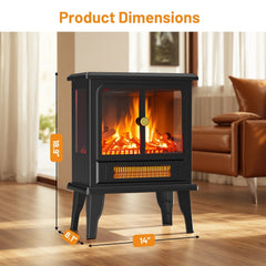 Mydepot 19” Freestanding Electric Fireplace Heater, Indoor Fireplace with Adjustable Flame Effect, Easy Control, Small Corner Heater for Living Room, Bedroom, Carbon Black