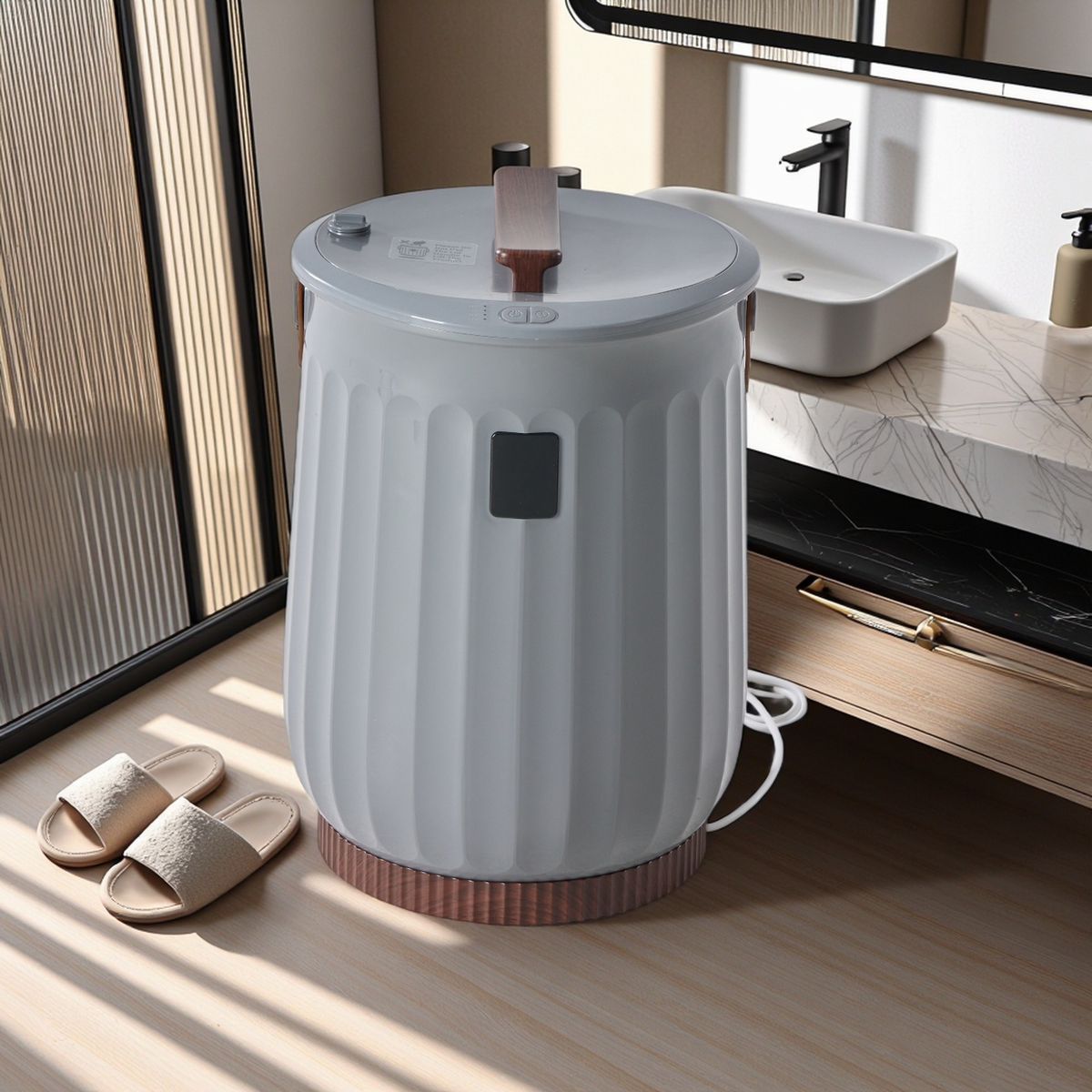 Mydepot Towel Warmer for Bathroom, 20L Towel Heater with 4 Time Settings & Auto-Off, Fast Heating Blanket Warmer for Home, Safety Child Lock and Temp-Alert Design for Towels, Bathrobes, Blankets