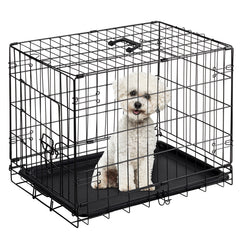 MyDepot Single Door Dog Crate, Metal Pet Kennel with Secure Lock, Foldable Design, Removable Tray for Easy Cleaning, Portable Puppy Cage for Small Dogs, Ideal for Training & Travel