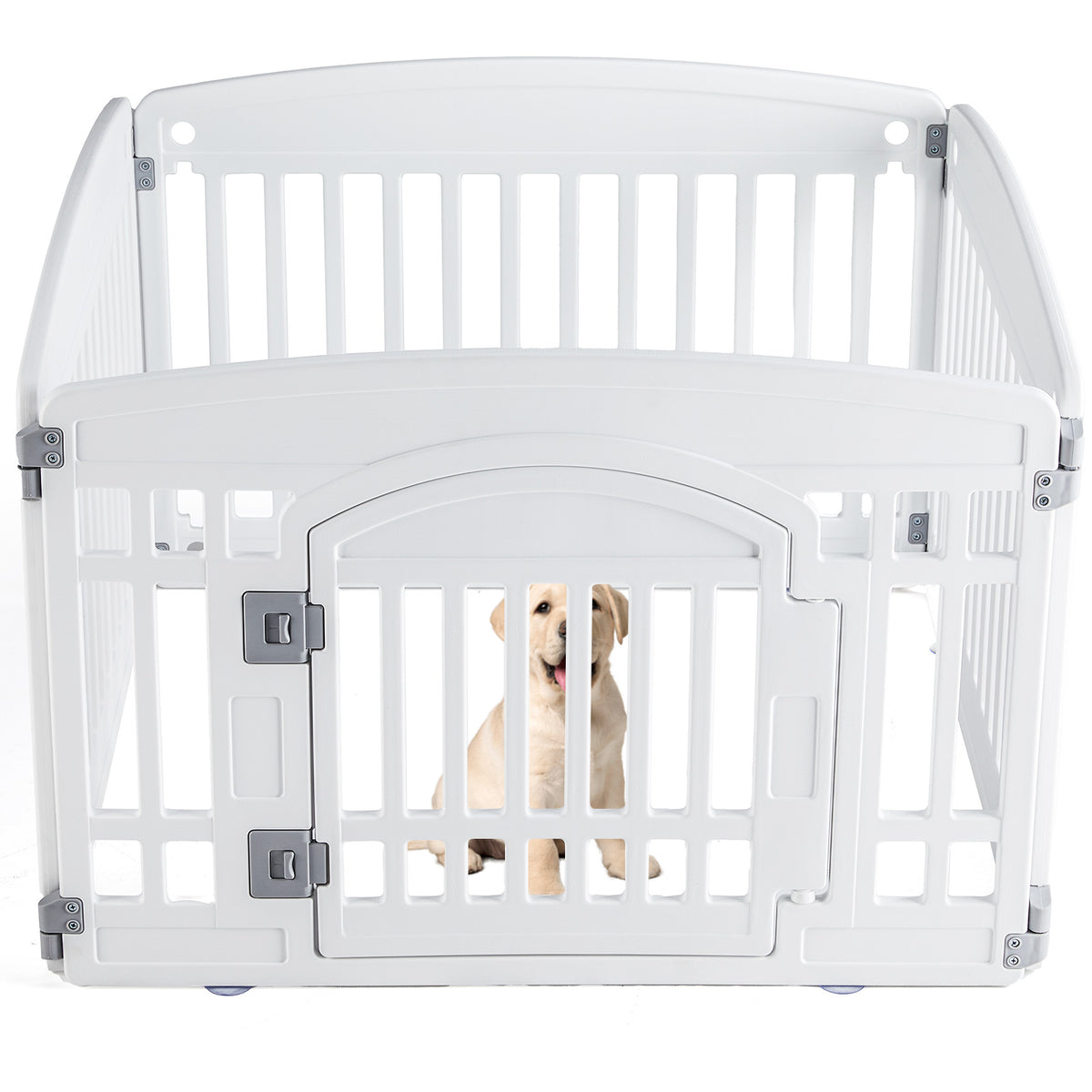 MyDepot Plastic Dog Playpen - 4-Panel 24" Expandable & Durable Pet Fence for Medium Dogs - Indoor & Outdoor Portable Puppy Playpen with Secure Locking Door