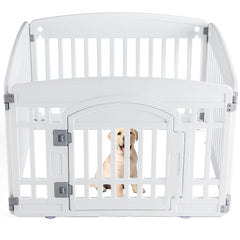 MyDepot Plastic Dog Playpen - 4-Panel 24" Expandable & Durable Pet Fence for Medium Dogs - Indoor & Outdoor Portable Puppy Playpen with Secure Locking Door