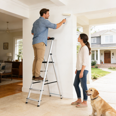 MyDepot 5/6 Step Ladder, 330lbs Folding Step Stool with Anti-Slip Wide Pedal Handrails, Aluminum Stool Ladders, Safety Household Ladder for Home Kitchen Courtyard Outdoor