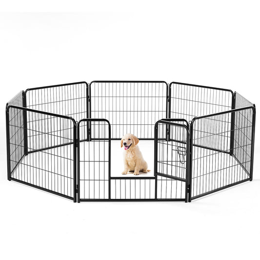 MyDepot Dog Playpen 8 Panels 24/32/40 inch Dog Pen Indoor Heavy Duty Puppy Exercise Pen Metal Pet Fence for RV Camping Yard Garden