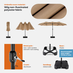 MyDepot 15FT Large Patio Umbrella with Base Included, Rectangle Table Umbrella Outdoor Patio, Outside Umbrellas for Deck, Market, Backyard