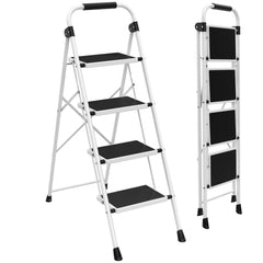 MyDepot  Step Ladder, 2/3/4 Sturdy Step Stool with Anti-Slip Pedal & Comfortable Handrail, Portable Heavy Duty Step Stool for Kitchen, Garage & Outdoor Use, 330lbs, Black