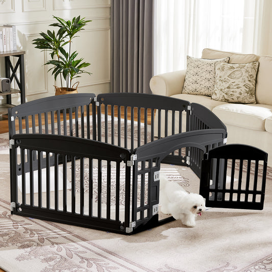 MyDepot Plastic Dog Playpen - 6-Panel 24" Expandable & Durable Pet Fence for Medium Dogs - Indoor & Outdoor Portable Puppy Playpen with Secure Locking Door