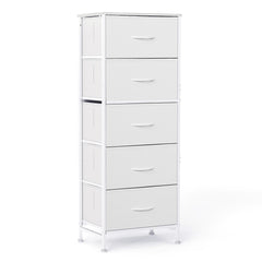 MyDepot Nightstand with 5 Drawers Bedside Table with Removable Fabric Bins Sturdy Steel Frame Wood Top Organizer Furniture for Bedroom Closet Living Room