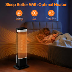 Mydepot Space Heater for Indoor Use, 24Inch Portable Heater with Remote and Thermostat,3 Light Modes, 60°Oscillation, 12H Timer