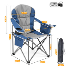 MyDepot Folding Camping Chairs, Outdoor Collapsible Padded Chairs with Cup Holder & Cooler Bag, Heavy Duty Portable Camping Chair for Garden Beach Fishing Sports