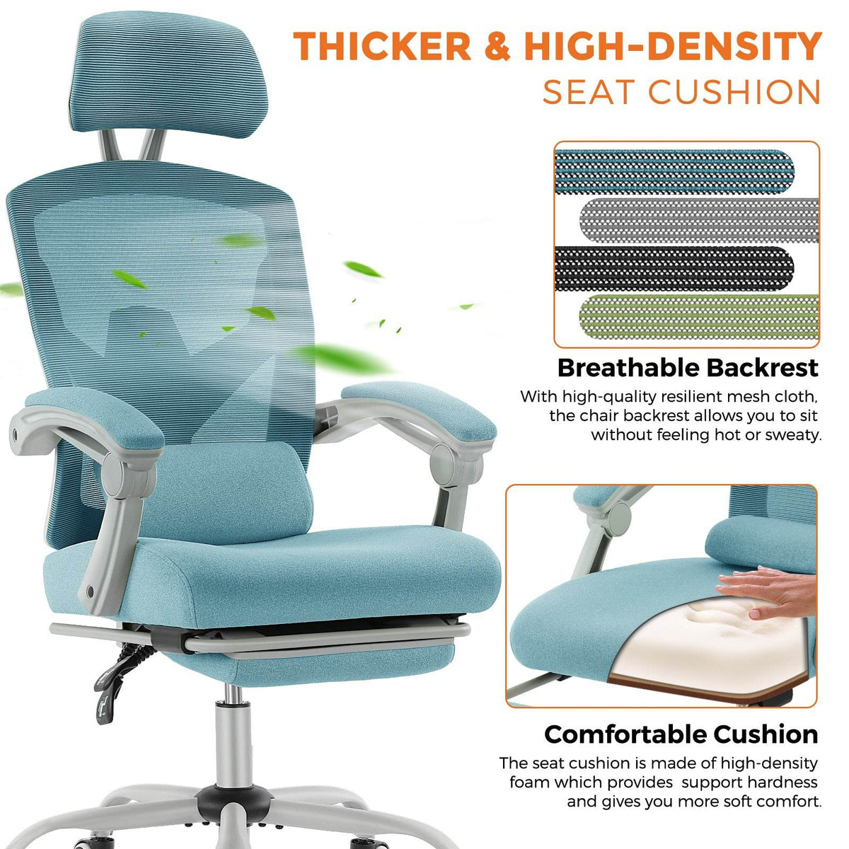 MyDepot Gaming Reclining High-Back Mesh Chair
THICKER & HIGH-DENSITYSEAT CUSHION