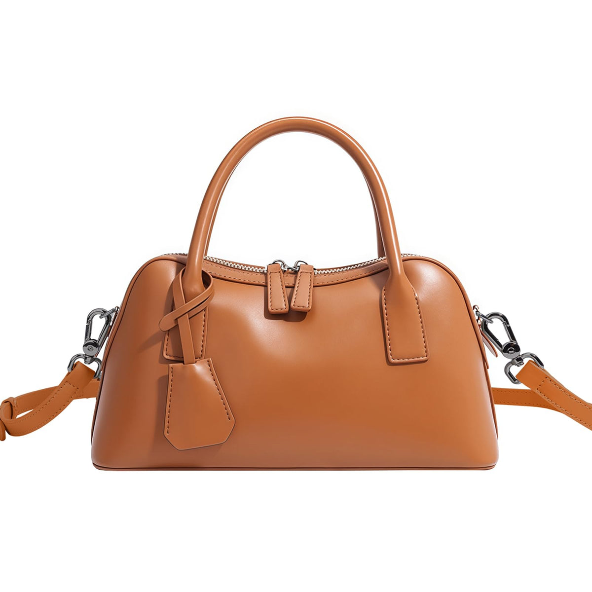 Rosvovo Genuine Leather shoulder Bag for Women with Top Handle, Satchel purse Bowler Handbags with zipper closure