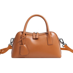 Rosvovo Genuine Leather shoulder Bag for Women with Top Handle, Satchel purse Bowler Handbags with zipper closure