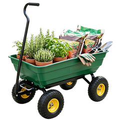 My Depot Garden Dump Cart Wagon 600 Lbs, Heavy Duty Yard Wheelbarrow